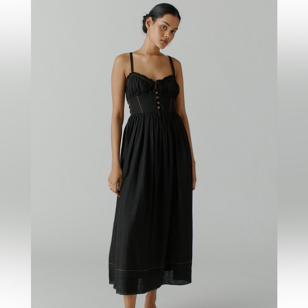[Urban Outfitters] Cora Linen Open Back Midi Dress